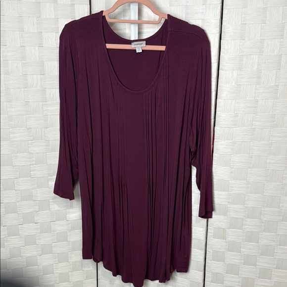Avenue Women's Purple Pleated Top - Picture 1 of 4